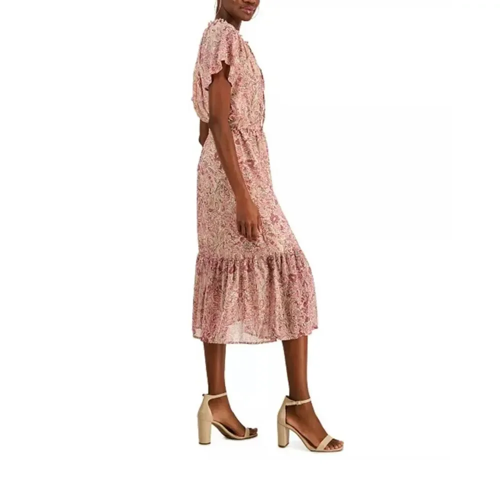 I.N.C. International Concepts Women's Paisley Flutter-Sleeve Midi Dress, Sz 16
